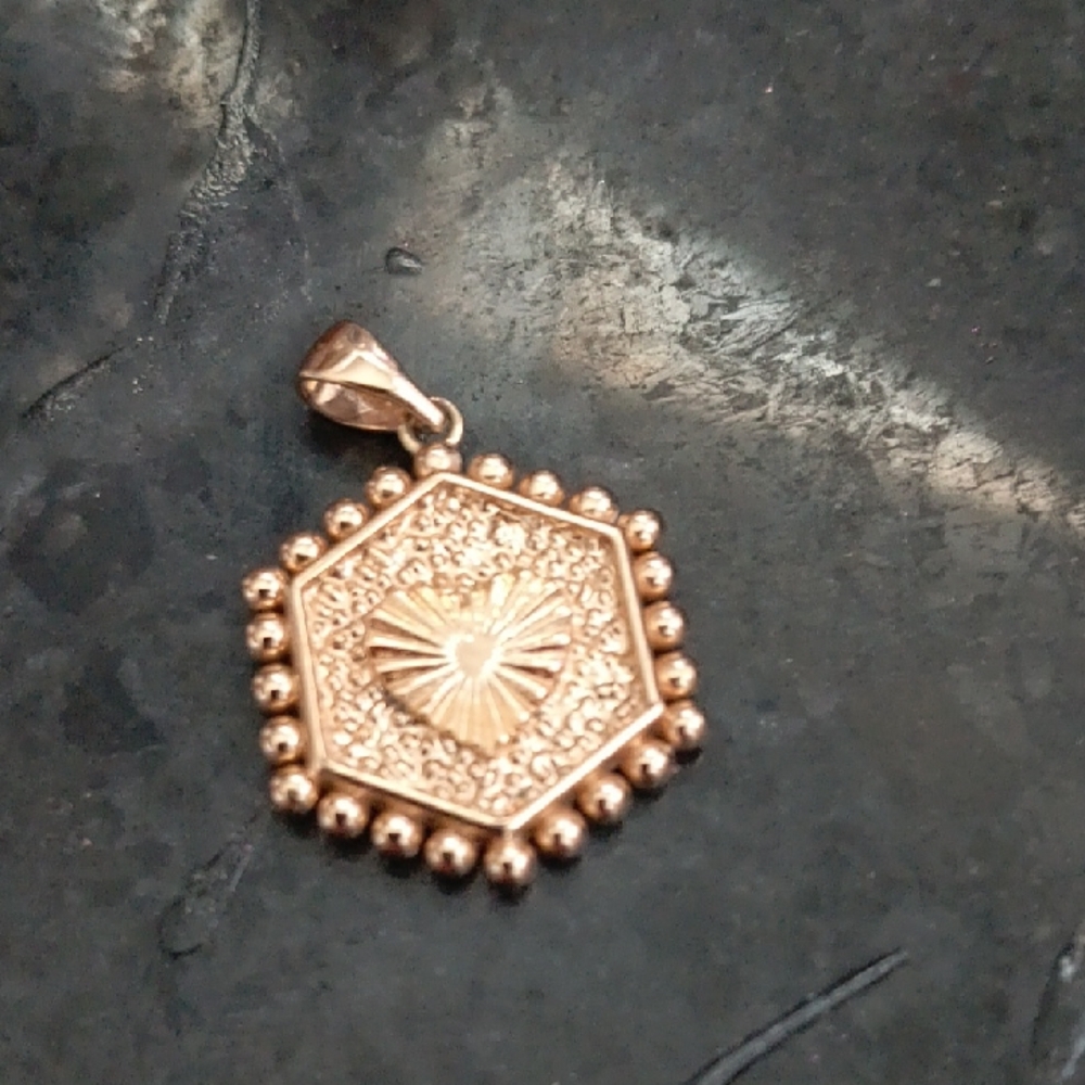 Rose Gold Hexagonal Pendant Necklace